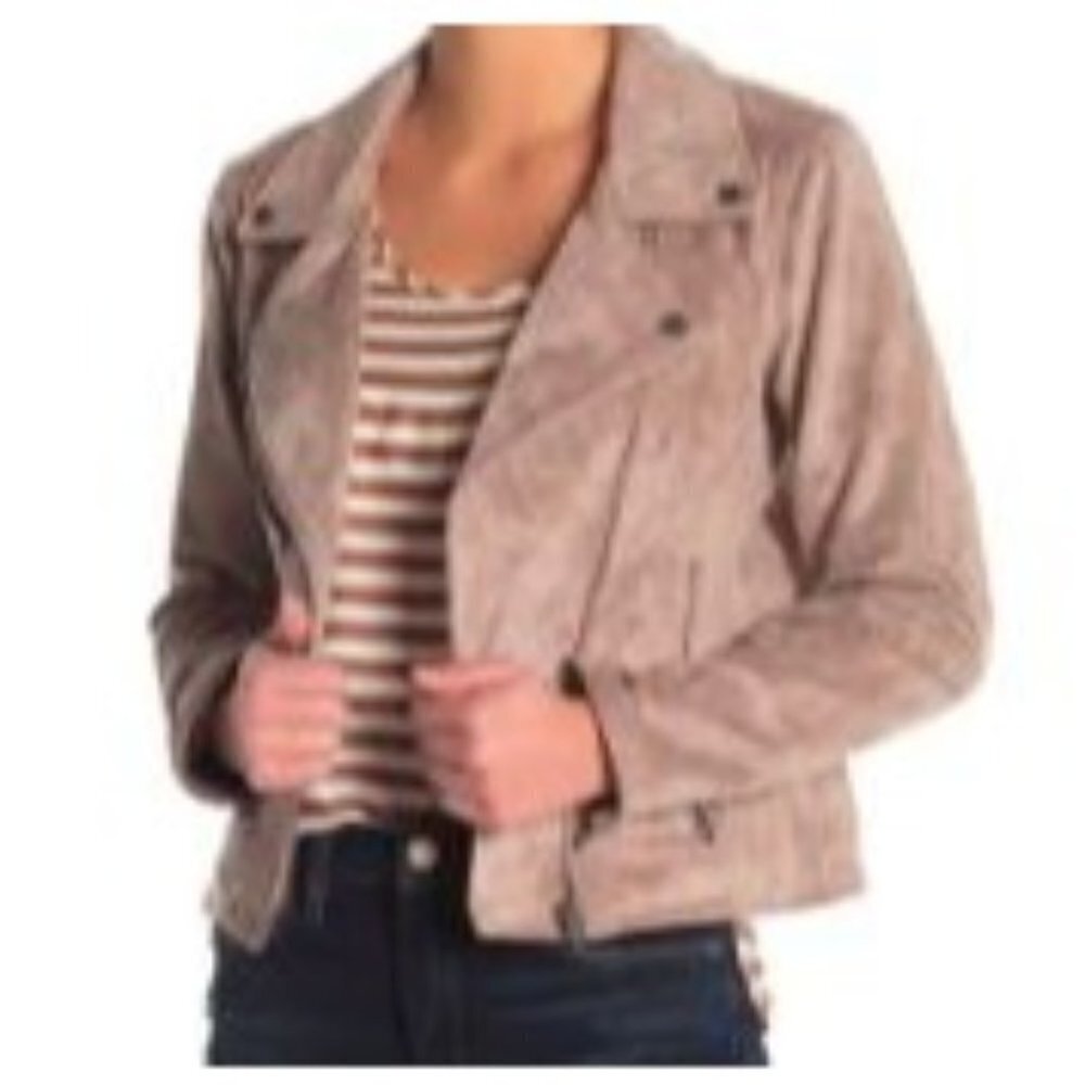 BlankNYC Faux Suede Small Moto Jacket Color Shroom